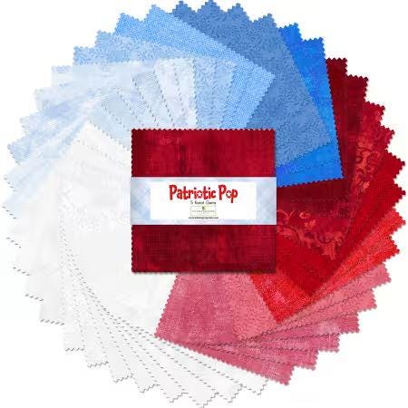 Patriotic Pop Charm Pack - Wilmington Gems Q507-174-507, Patriotic Charm Pack - Red White Blue Charm Pack