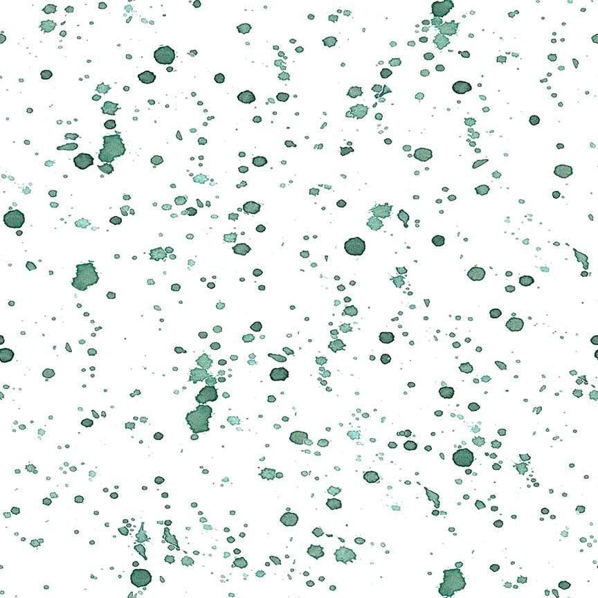 White with Green Splatter Fabric - Dear Stella Fabrics DCJ3139, White Splatter Blender Fabric, Christmas Blender Fabric - By the Yard