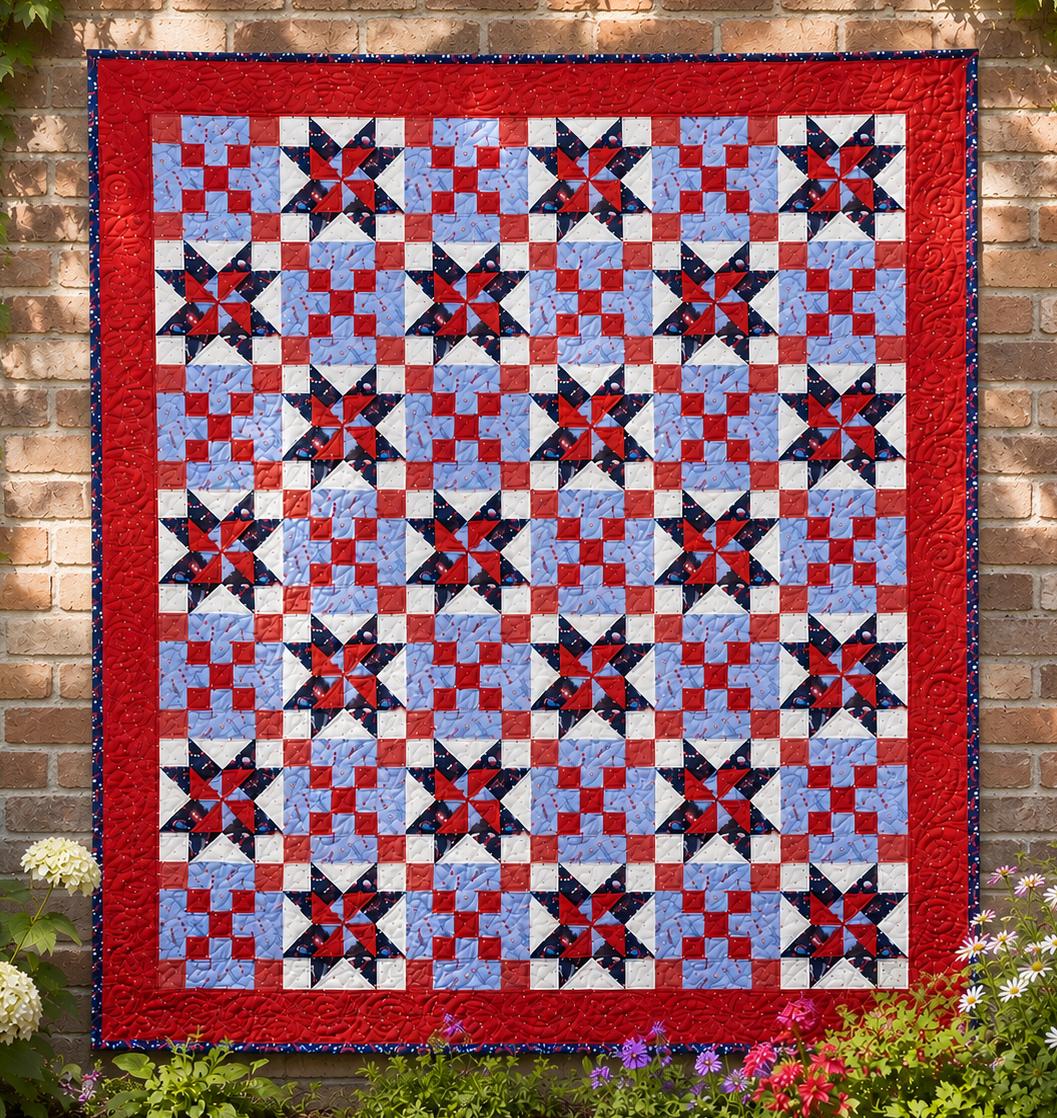 Celebrate! Patriotic Quilt Pattern - PDF Version - Cuddle Cat Quiltworks CCQ102, Sawtooth Stars Patriotic Quilt Pattern, QOV Quilt Pattern