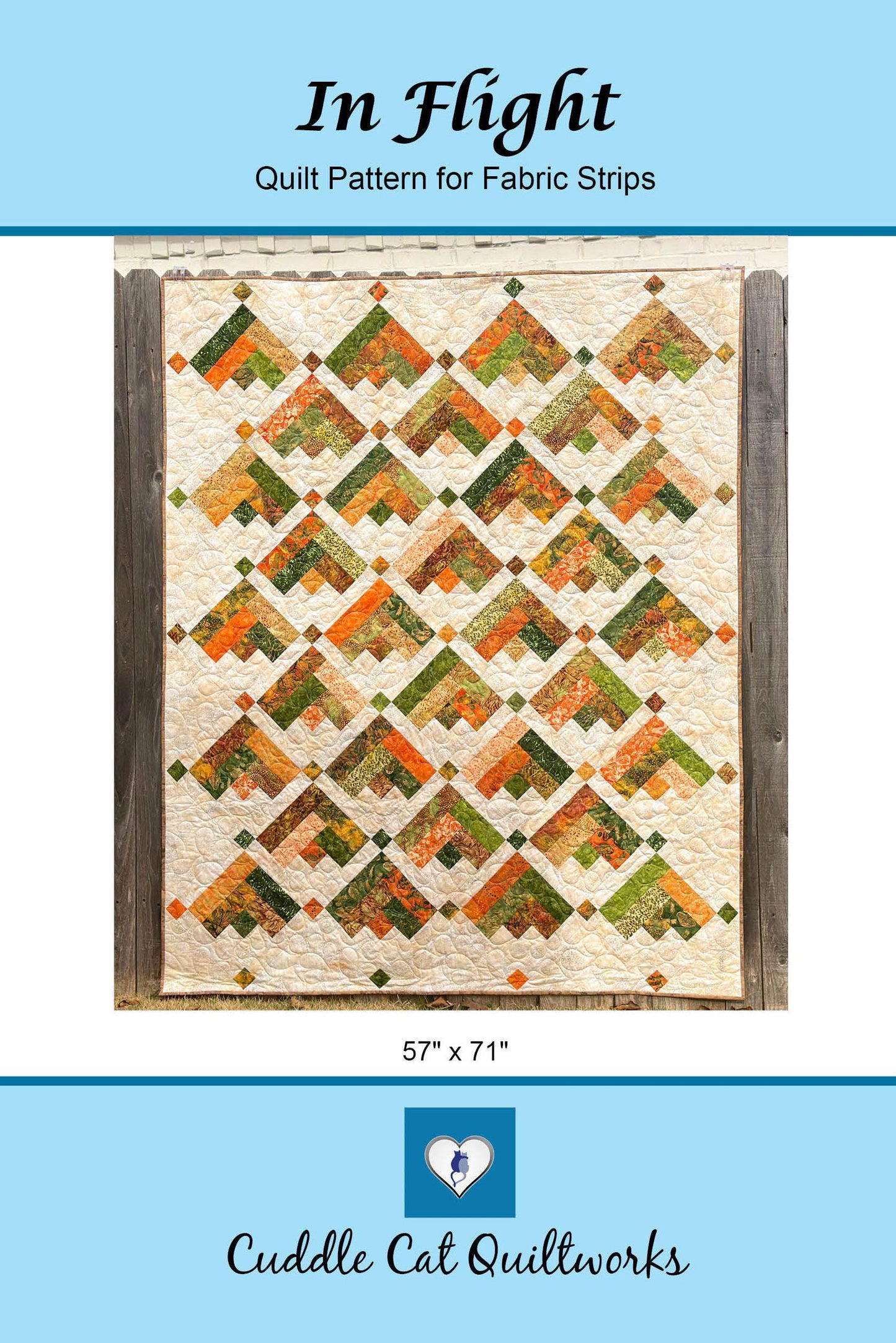 In Flight Quilt Pattern PDF Version, Cuddle Cat Quiltworks CCQ094, Strip Pack Quilt Pattern, Easy Jelly Roll Quilt Pattern