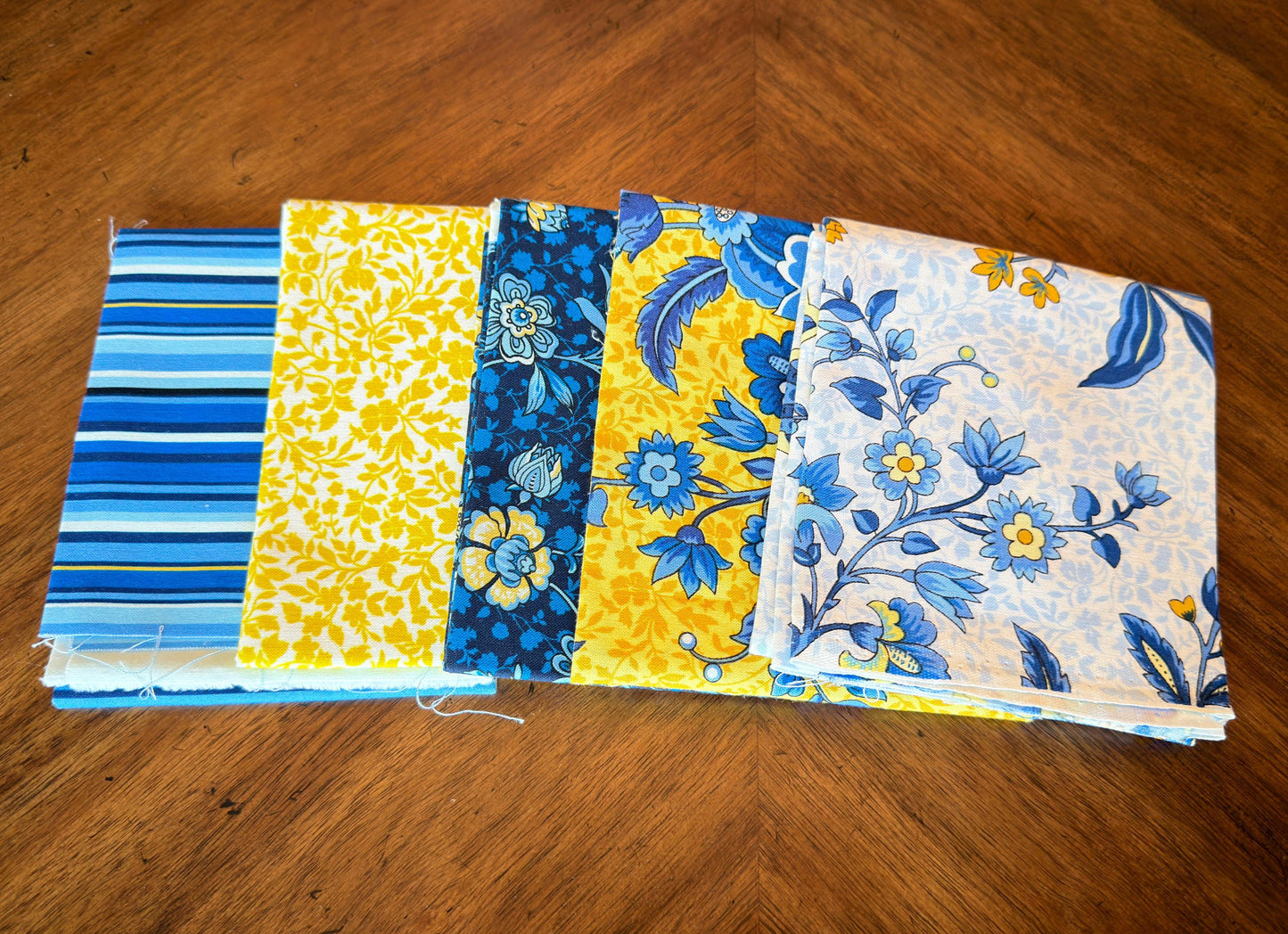 Blue and Yellow Floral Fat Quarter Bundle - 13 piece - from the Provincial Fabric Collection - Michael Miller Fabrics