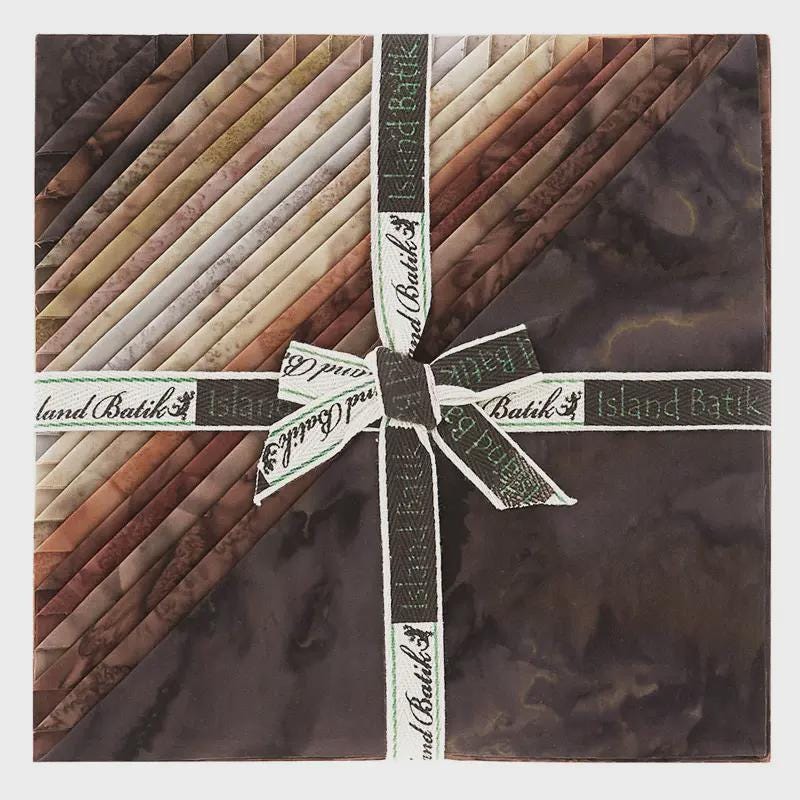 Island Batik Breathtaking Browns Stack/Layer Cake - 42 - 10" Fabric Squares, Brown Batik Fabric Layer Cake
