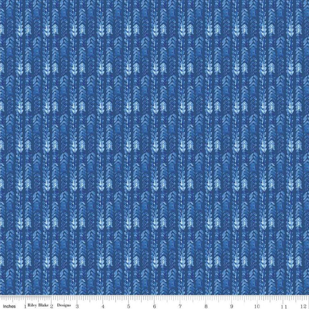 Sunshine & Dewdrops Brush Strokes Royal Blue Fabric - Riley Blake C11976, Blue Blender Fabric By the Yard