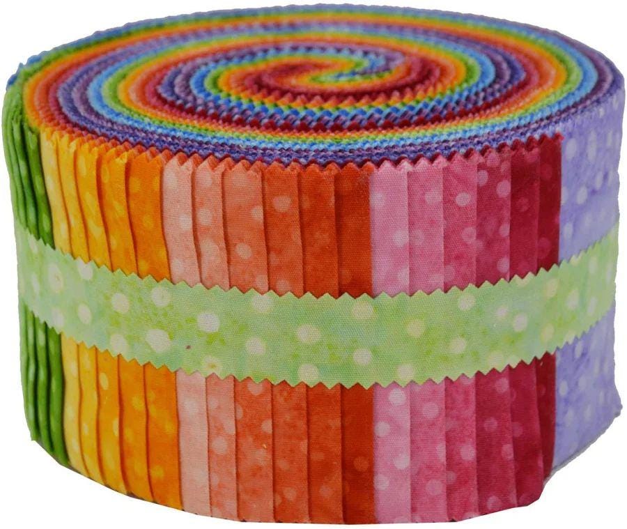 Java Batiks Rainbow Dots Strip Pack - Maywood Studio - 40 2 1/2" Pre Cut Fabric Strips