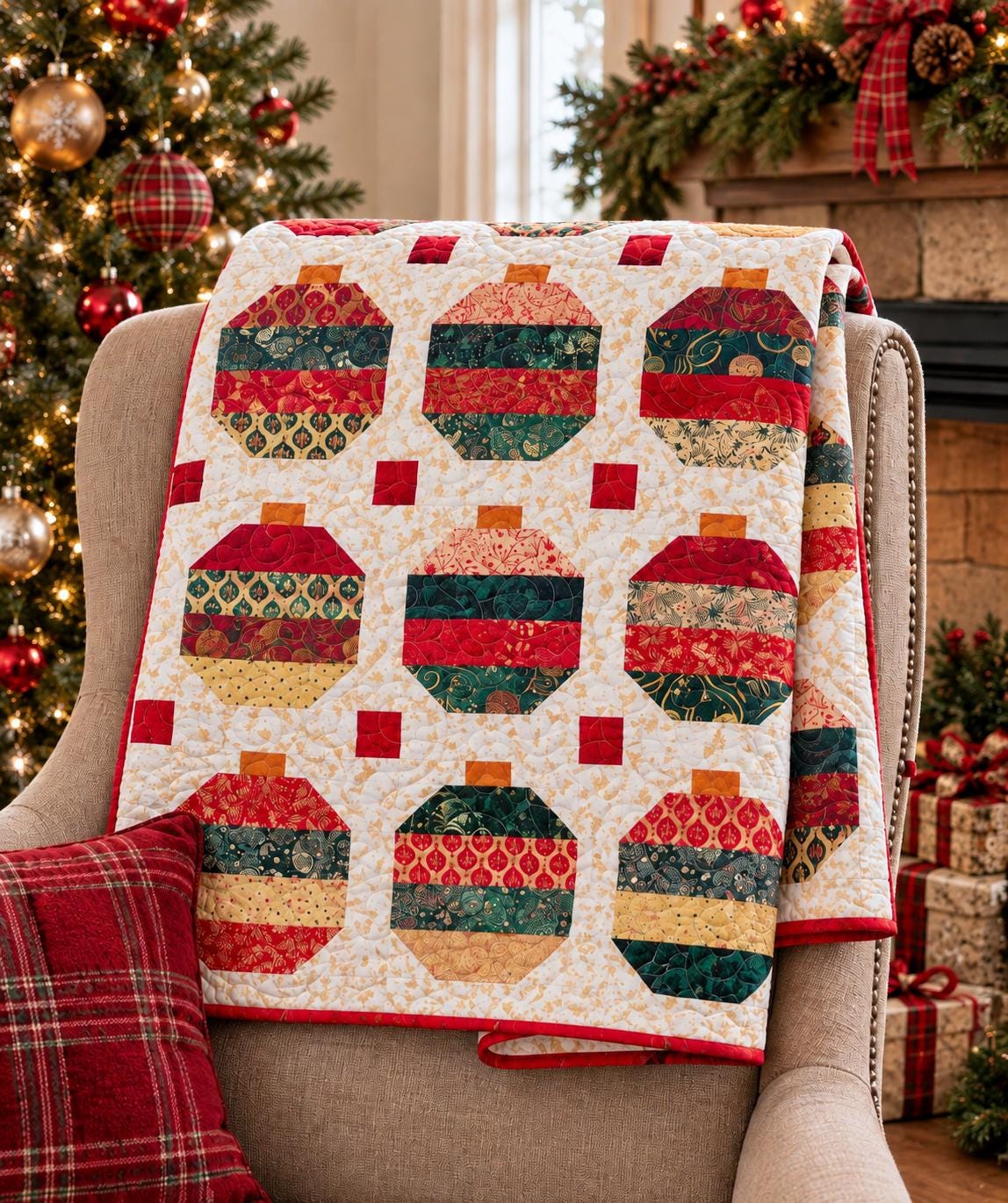 Christmas Joy Quilt Pattern - Printed Version - Cuddle Cat Quiltworks CCQ103, Christmas Ornament Quilt Pattern for Fabric Strips