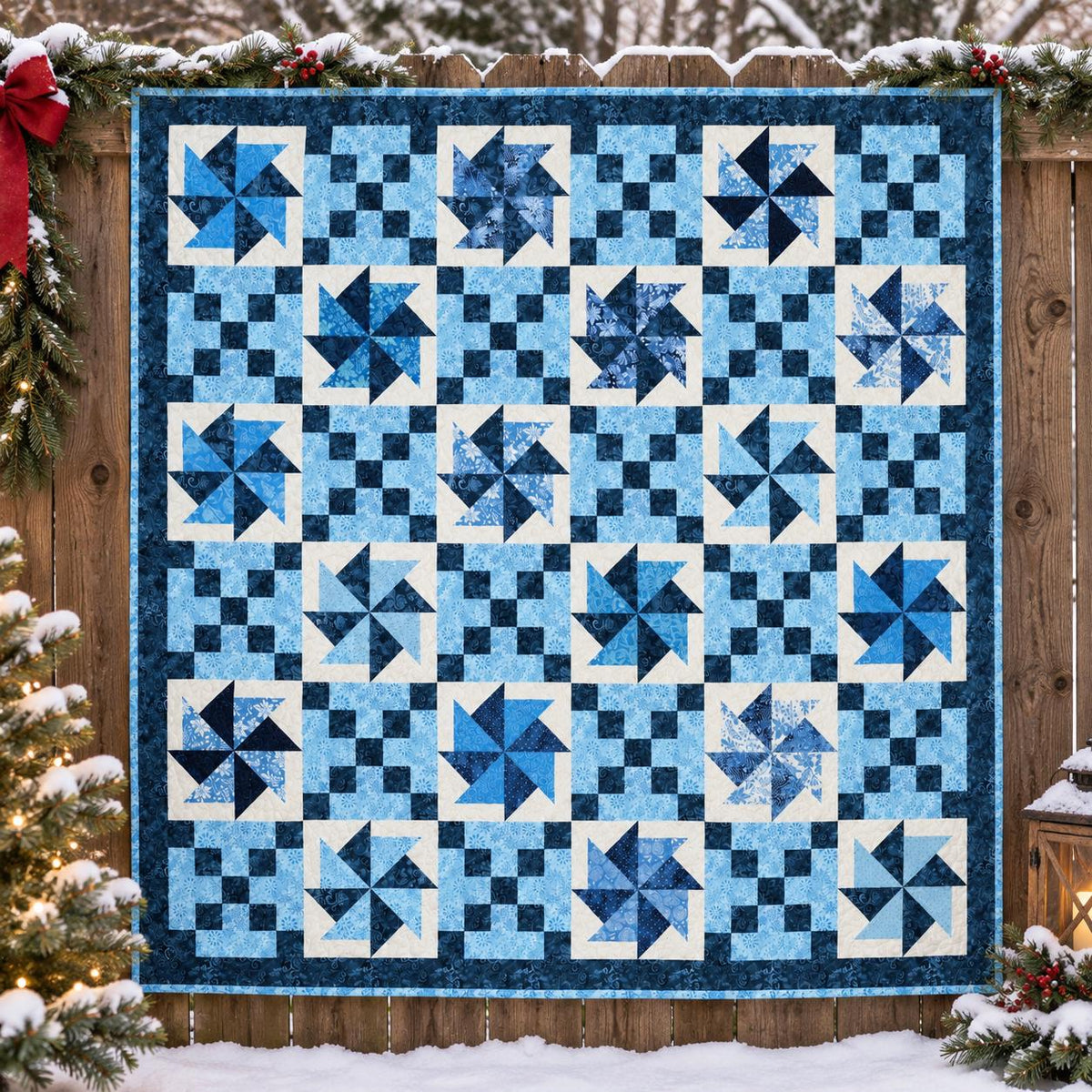 Christmas Chain Quilt Pattern Printed Version - Cuddle Cat Quiltworks CCQ101, Precut Friendly Windmill Chain Christmas Quilt Pattern,