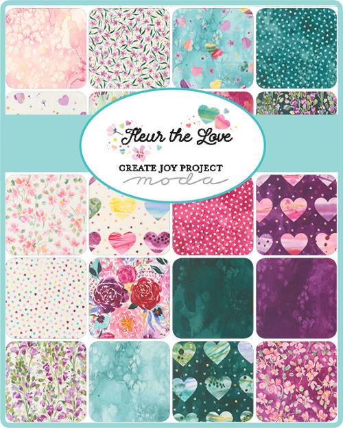 Fleur the Love Charm Pack - Moda 39880PP - 42 5" Squares, Watercolor Floral Fabric Charm Squares, Floral Charm Pack