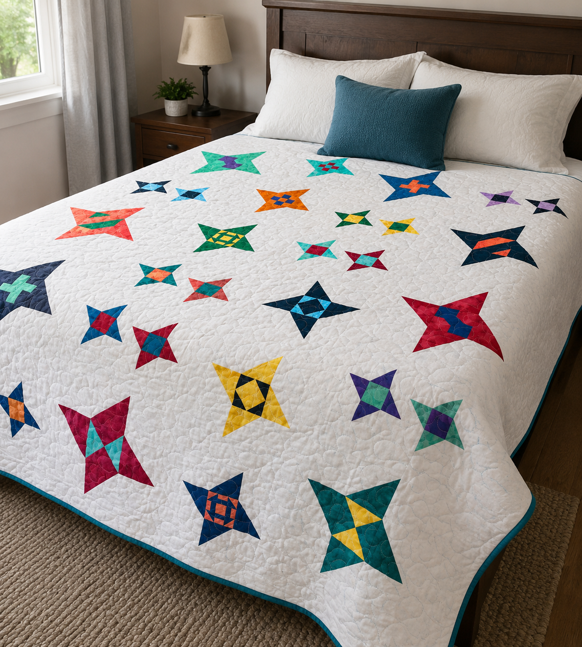 Modern Star Sampler Handmade Quilt