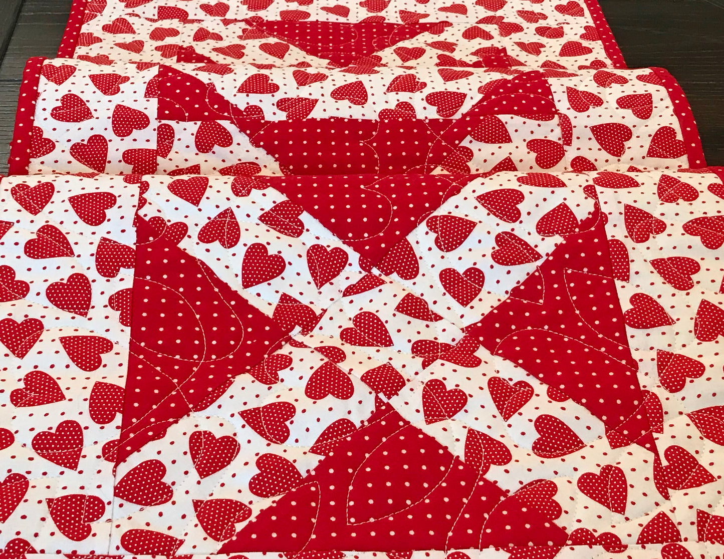 Hugs & Kisses Valentine's Day Table Runner Pattern - Digital Pattern - Handmade Quilts, Digital Patterns, and Home Décor items online - Cuddle Cat Quiltworks