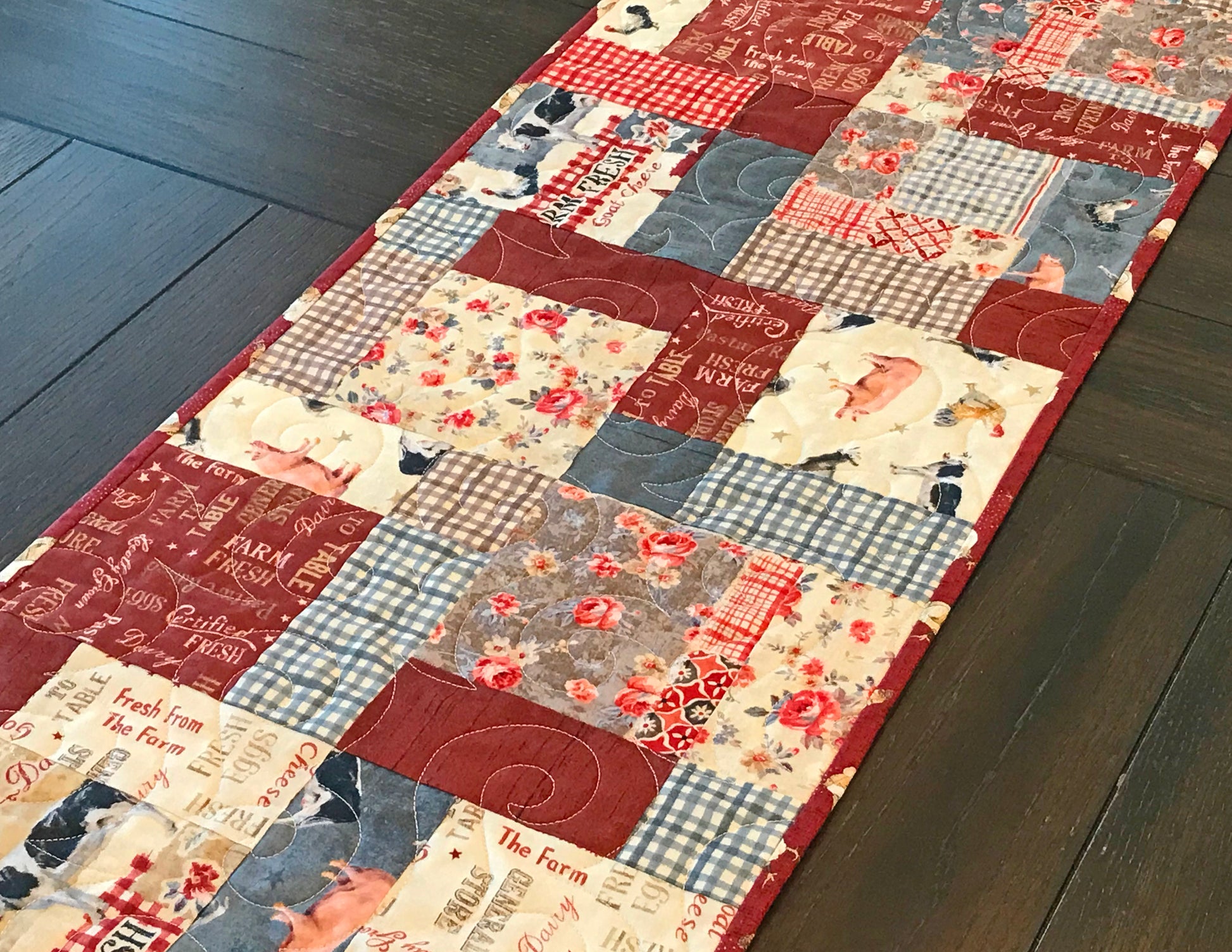 Charmingly Simple Table Runner and Table Topper Pattern for Charm Squares - Digital Pattern - Handmade Quilts, Digital Patterns, and Home Décor items online - Cuddle Cat Quiltworks