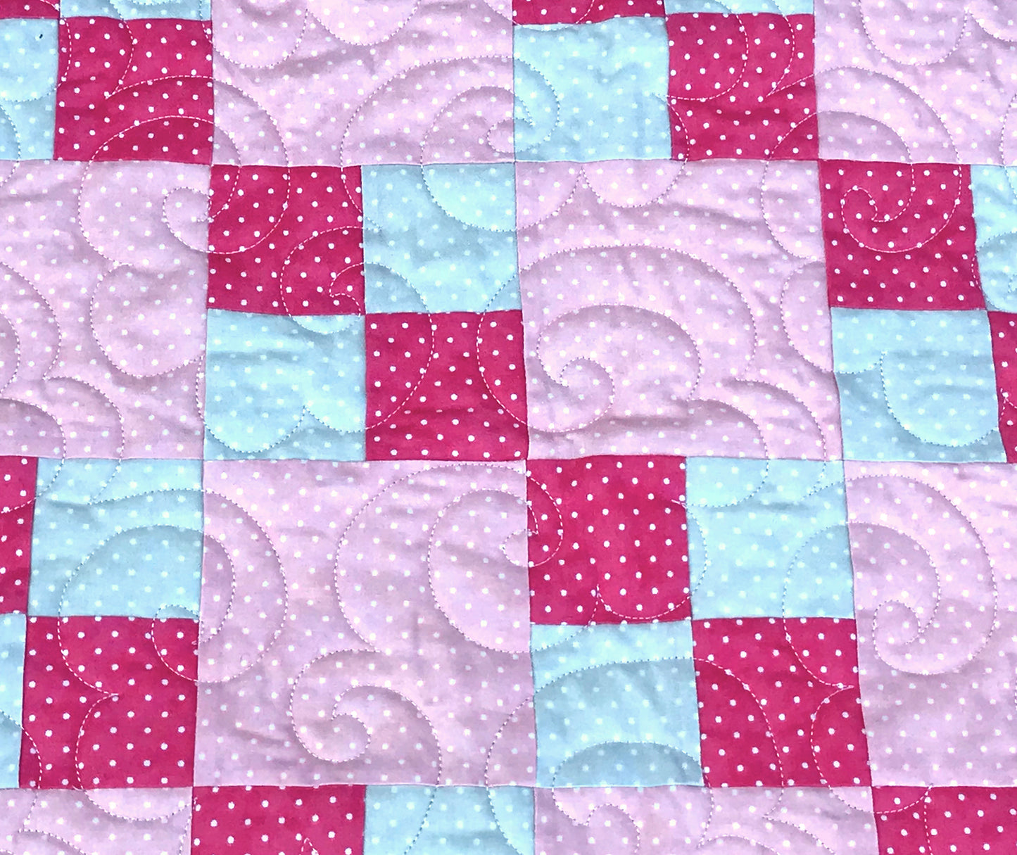 Pink and Gray Double Four Patch Baby or Toddler Quilt - Handmade Quilts, Digital Patterns, and Home Décor items online - Cuddle Cat Quiltworks