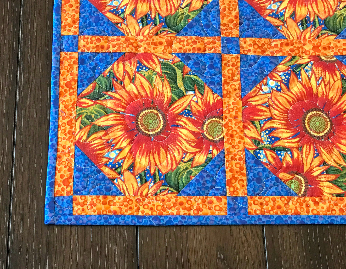 Sunflower Themed Table Topper - Handmade Quilts, Digital Patterns, and Home Décor items online - Cuddle Cat Quiltworks