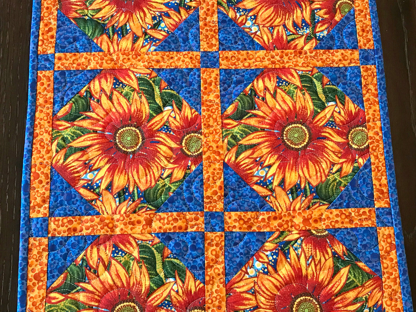 Sunflower Themed Table Runner - Handmade Quilts, Digital Patterns, and Home Décor items online - Cuddle Cat Quiltworks