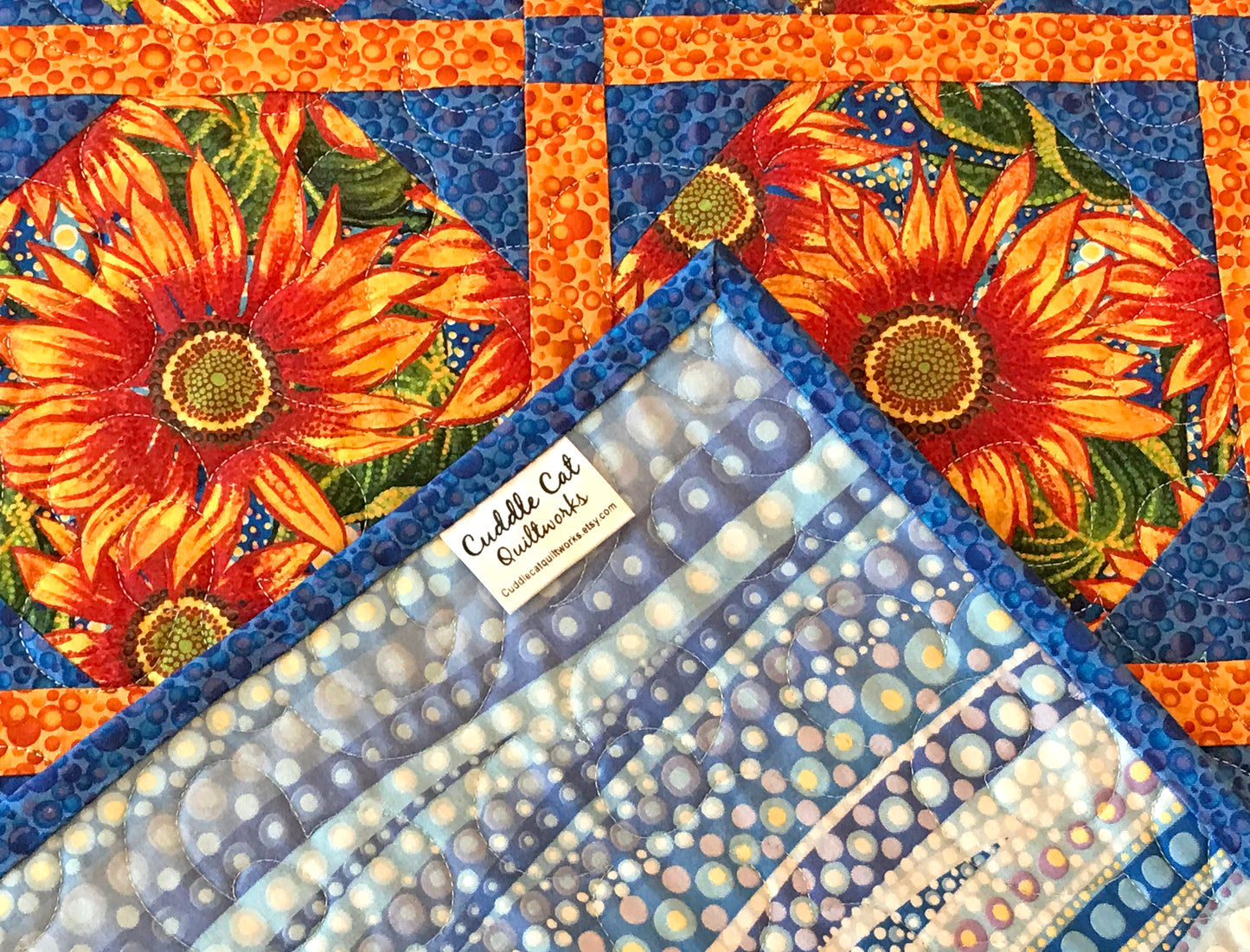 Sunflower Themed Table Runner - Handmade Quilts, Digital Patterns, and Home Décor items online - Cuddle Cat Quiltworks