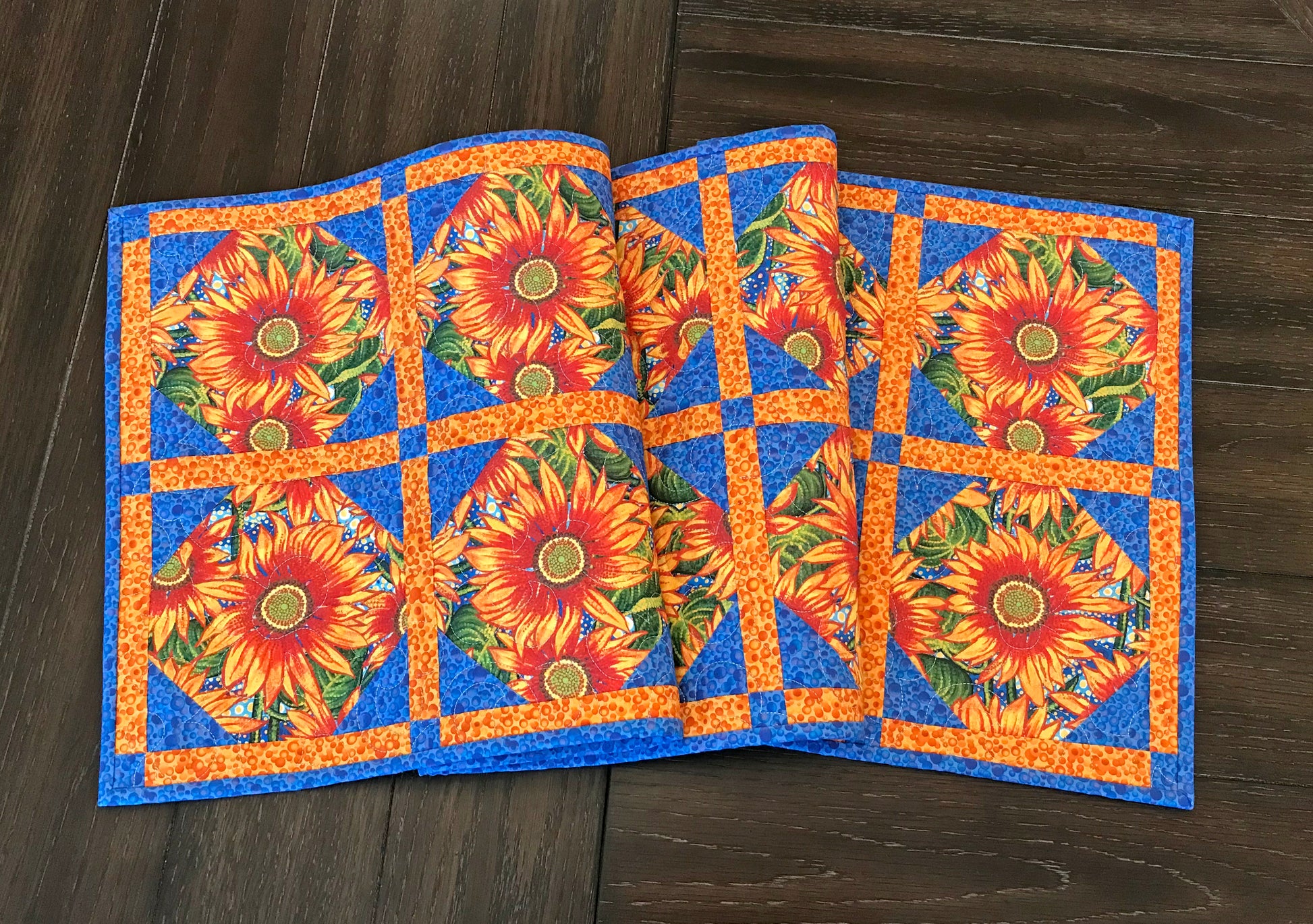 Sunflower Themed Table Runner - Handmade Quilts, Digital Patterns, and Home Décor items online - Cuddle Cat Quiltworks