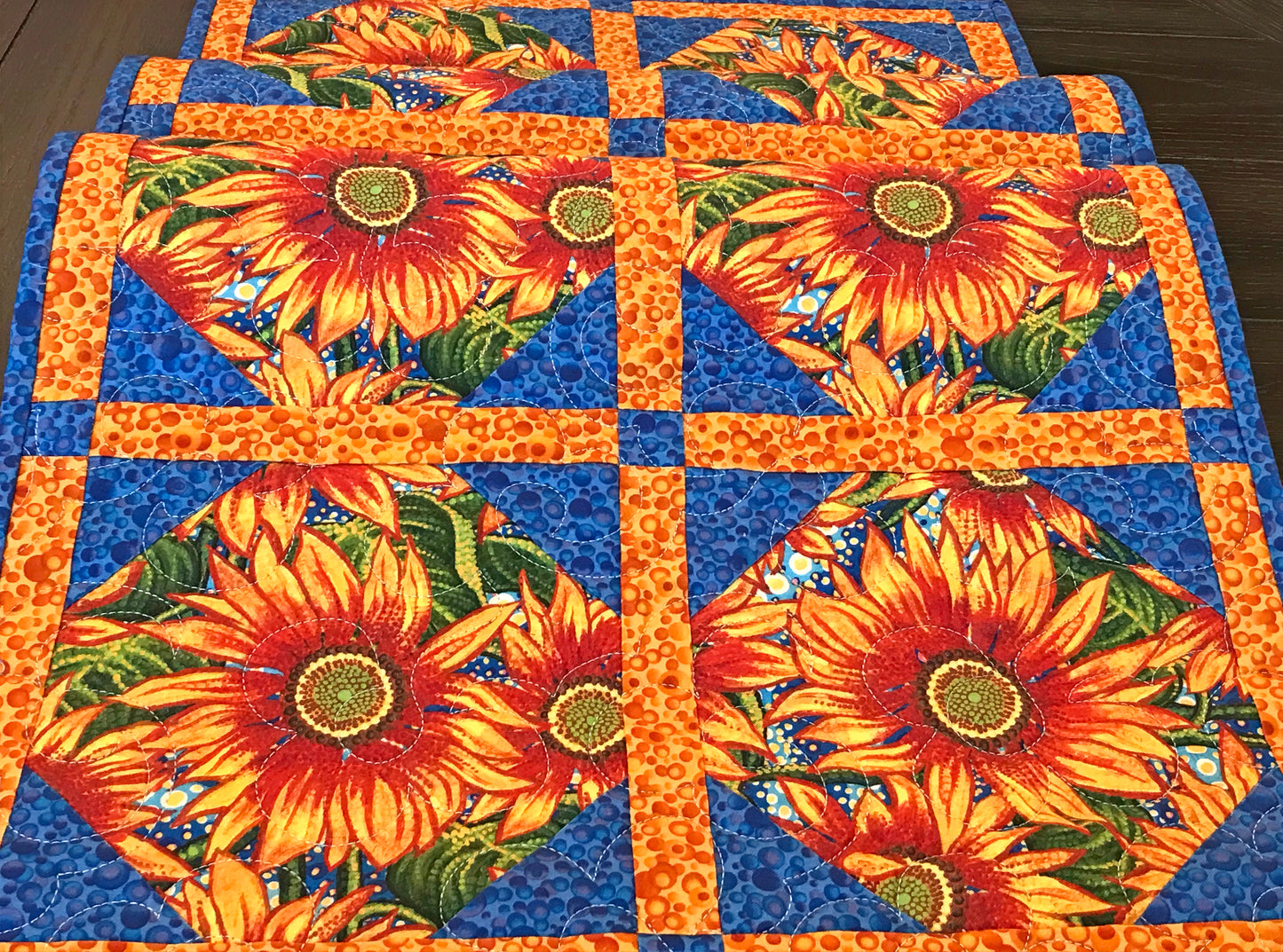 Sunflower Themed Table Runner - Handmade Quilts, Digital Patterns, and Home Décor items online - Cuddle Cat Quiltworks