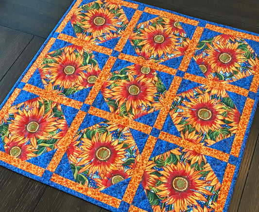 Sunflower Themed Table Topper - Handmade Quilts, Digital Patterns, and Home Décor items online - Cuddle Cat Quiltworks