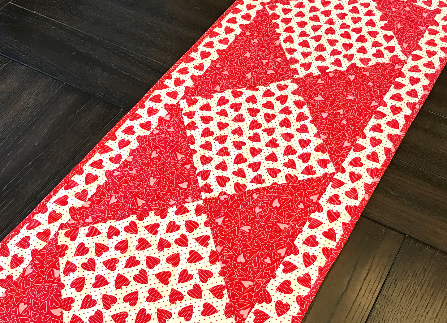 Valentine's Day Heart Themed Quilted Table Runner