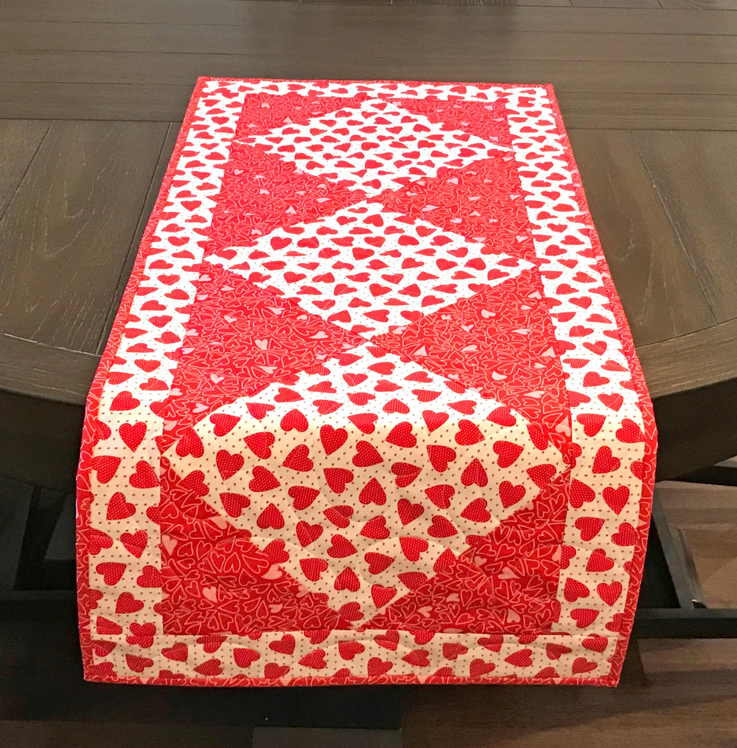 Valentine's Day Heart Themed Quilted Table Runner