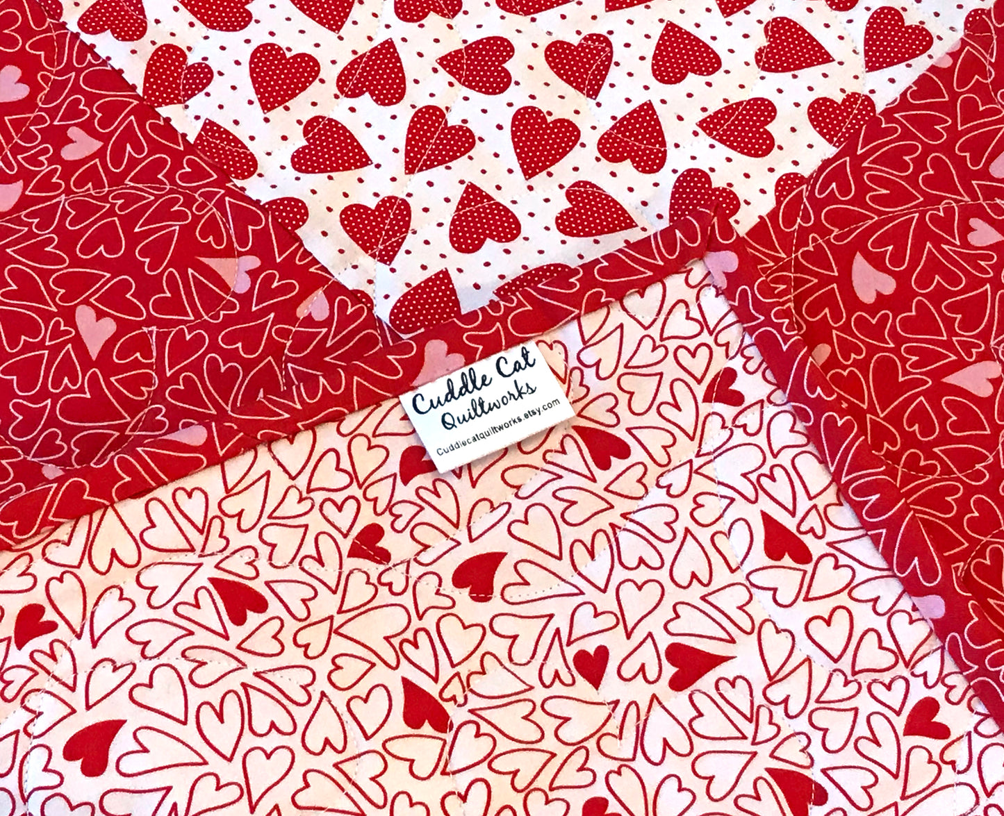 Valentine's Day Heart Themed Quilted Table Runner