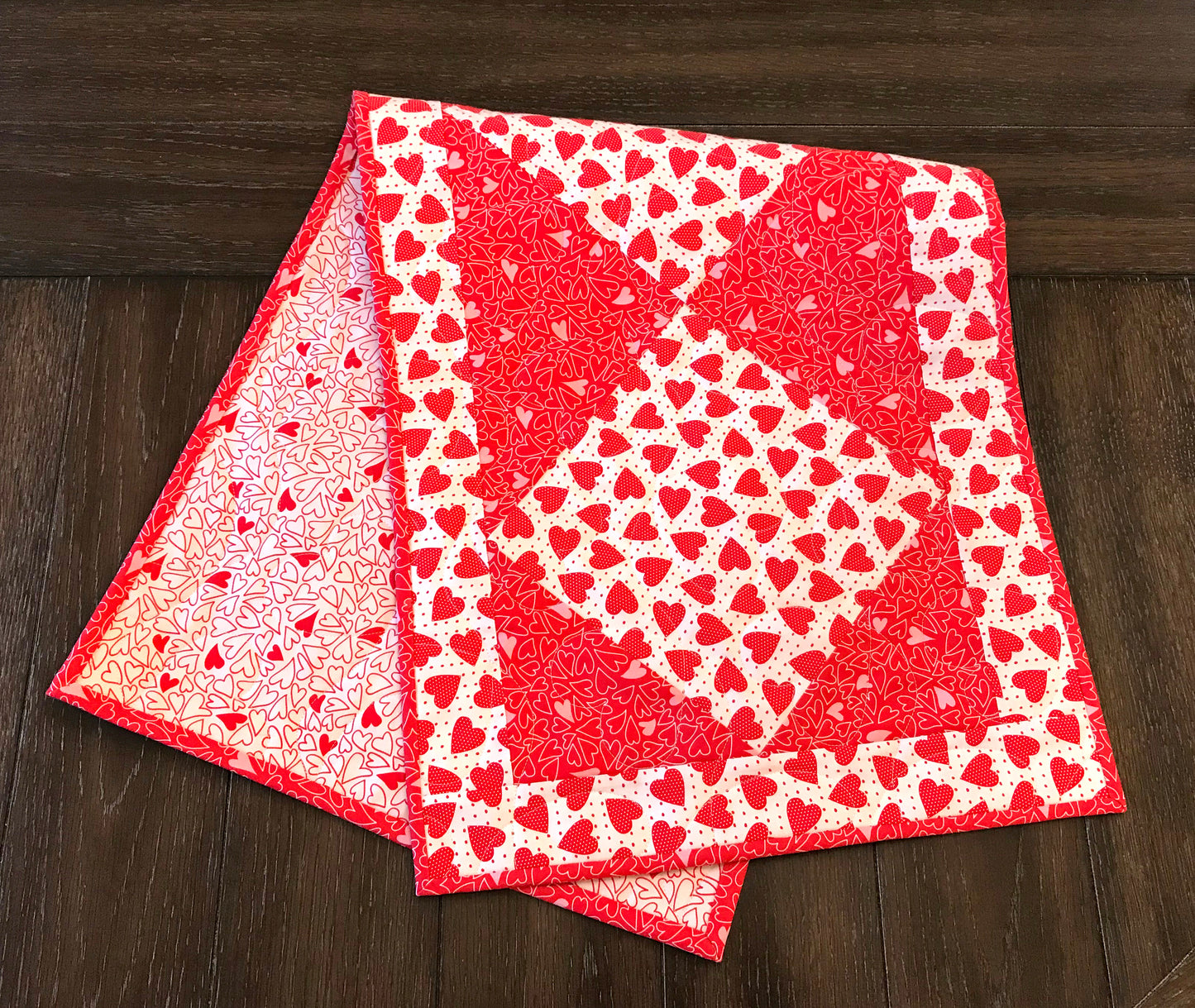 Valentine's Day Heart Themed Quilted Table Runner