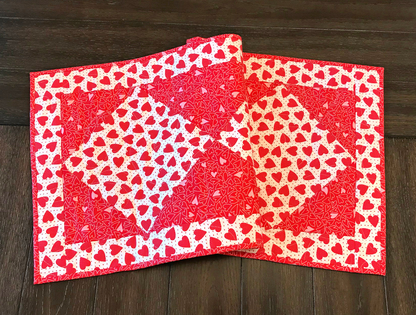 Valentine's Day Heart Themed Quilted Table Runner