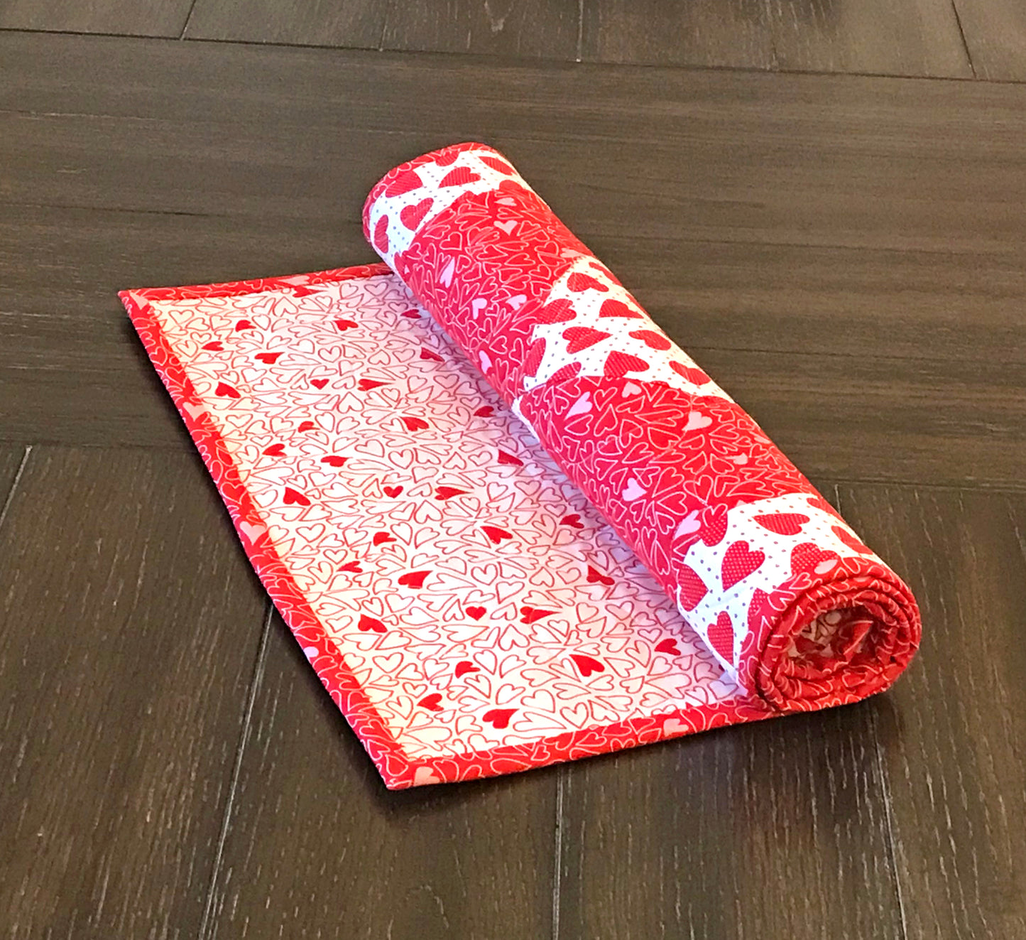 Valentine's Day Heart Themed Quilted Table Runner