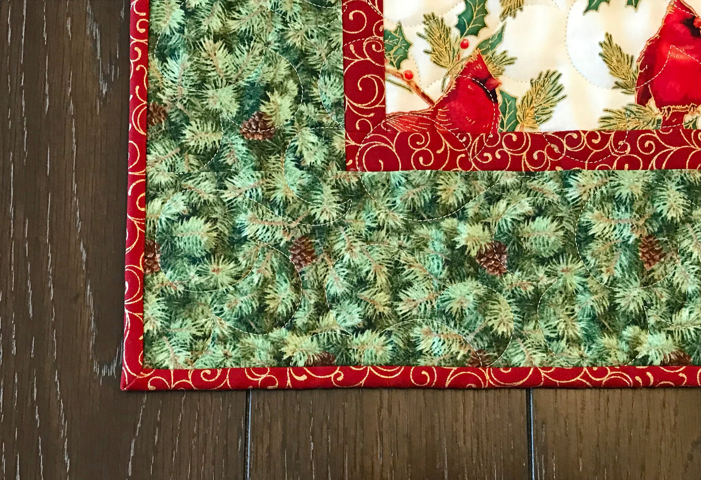 Christmas Cardinal Table Topper - Handmade Quilts, Digital Patterns, and Home Décor items online - Cuddle Cat Quiltworks