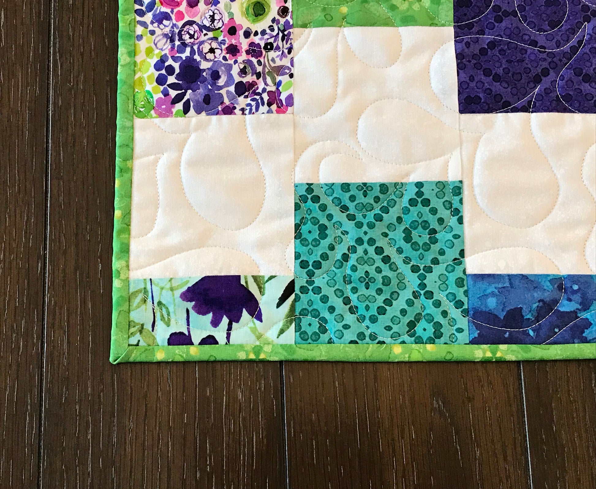 Watercolor Floral Table Runner - Handmade Quilts, Digital Patterns, and Home Décor items online - Cuddle Cat Quiltworks