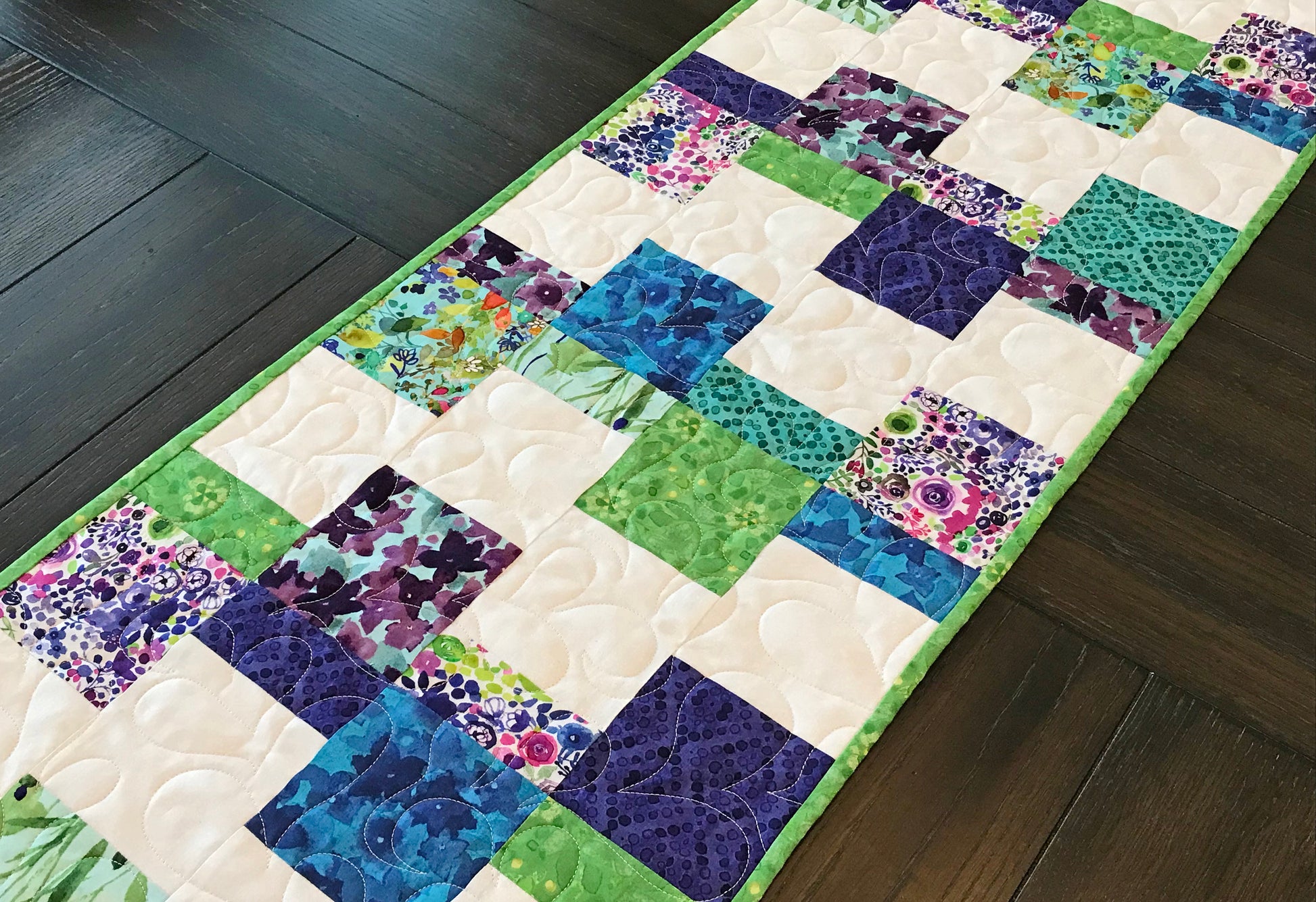Watercolor Floral Table Runner - Handmade Quilts, Digital Patterns, and Home Décor items online - Cuddle Cat Quiltworks