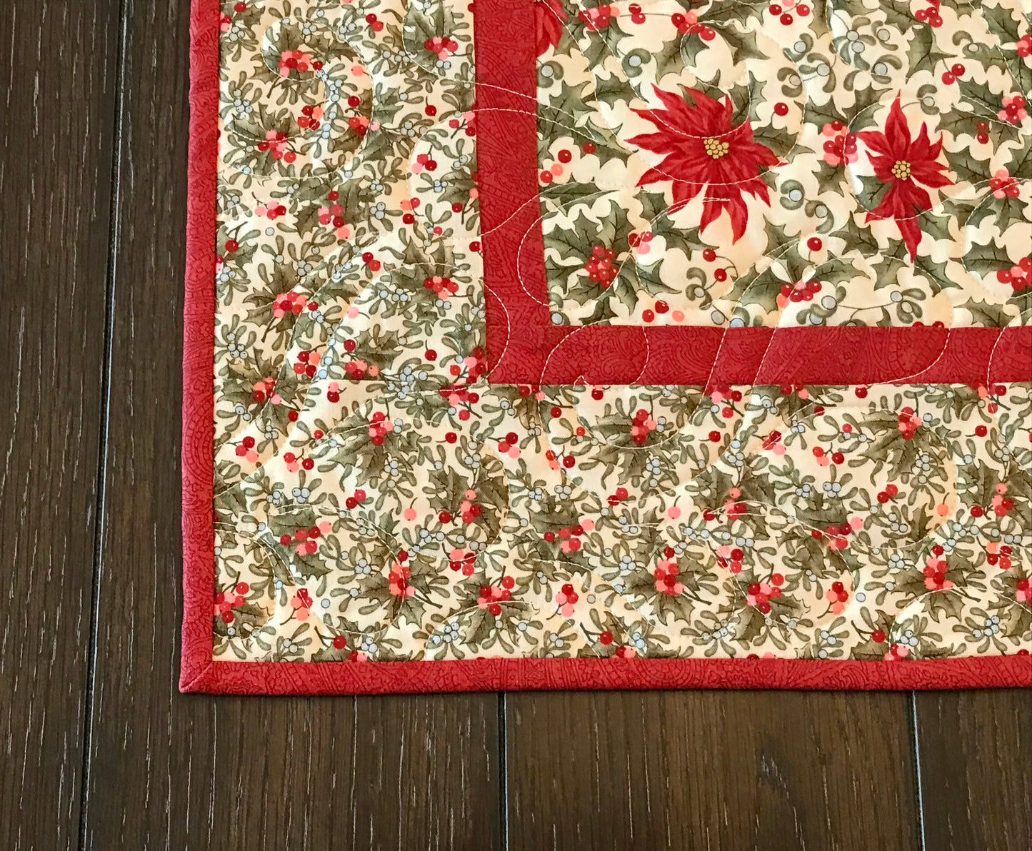 Christmas Poinsettia Table Runner - Handmade Quilts, Digital Patterns, and Home Décor items online - Cuddle Cat Quiltworks