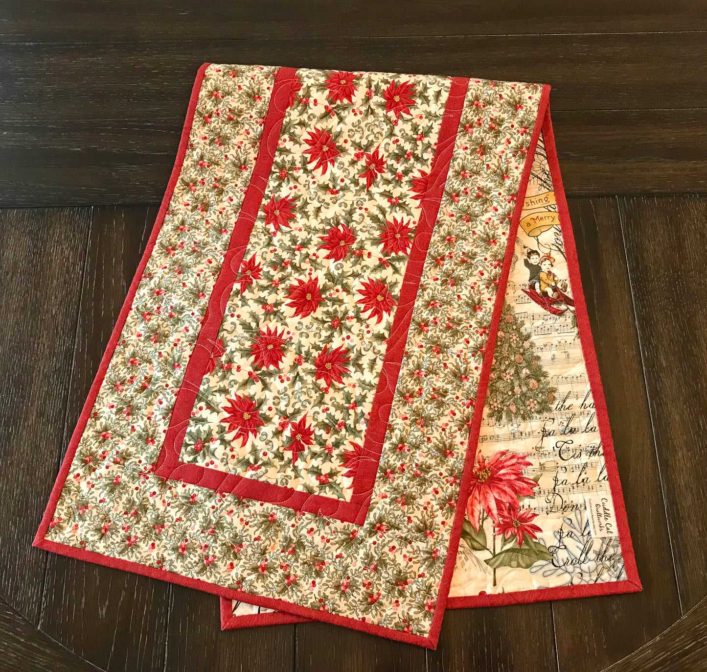 Christmas Poinsettia Table Runner - Handmade Quilts, Digital Patterns, and Home Décor items online - Cuddle Cat Quiltworks