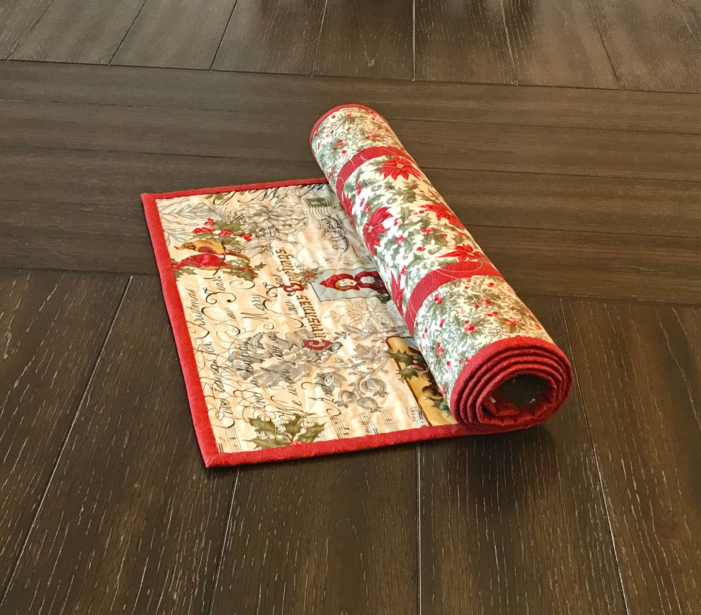 Christmas Poinsettia Table Runner - Handmade Quilts, Digital Patterns, and Home Décor items online - Cuddle Cat Quiltworks