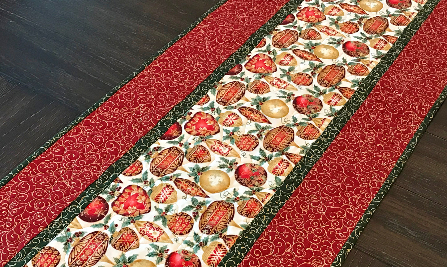 Christmas Ornament Table Runner - Handmade Quilts, Digital Patterns, and Home Décor items online - Cuddle Cat Quiltworks