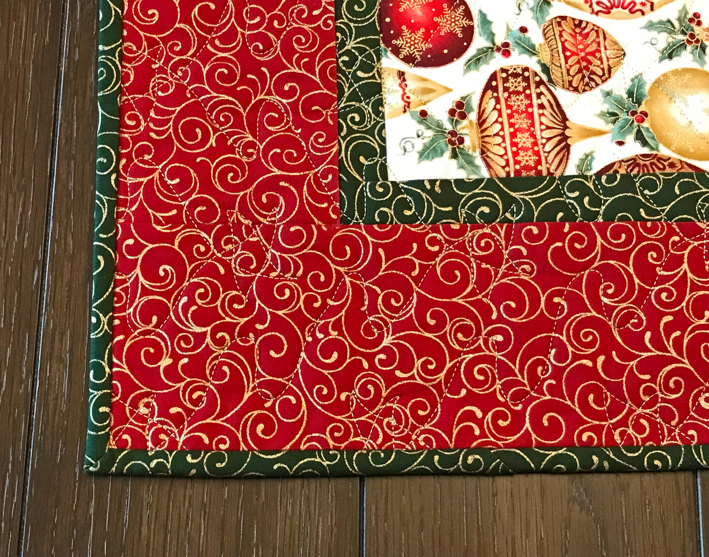 Christmas Ornament Table Runner - Handmade Quilts, Digital Patterns, and Home Décor items online - Cuddle Cat Quiltworks