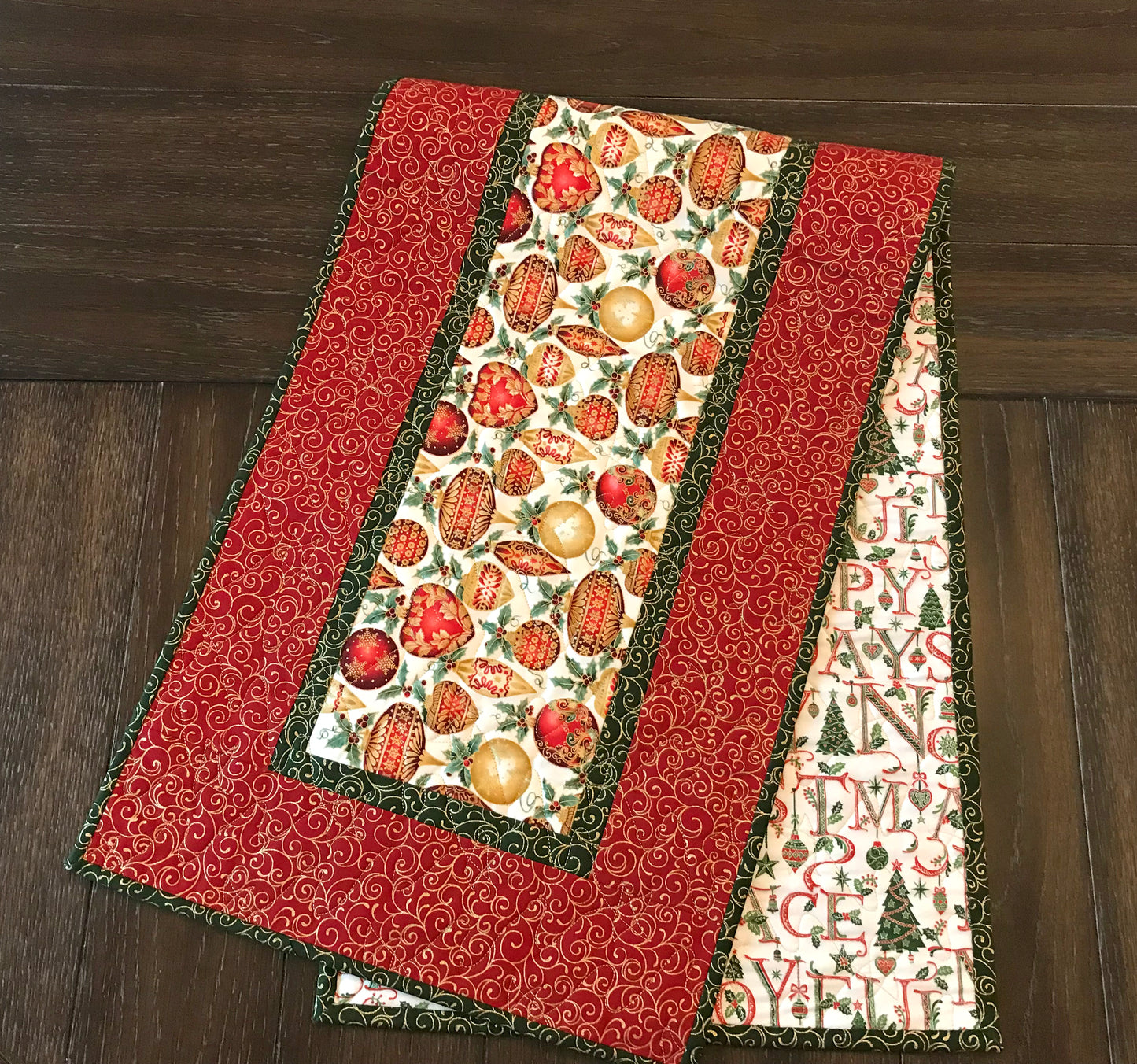 Christmas Ornament Table Runner - Handmade Quilts, Digital Patterns, and Home Décor items online - Cuddle Cat Quiltworks