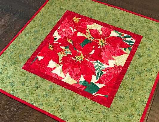 Christmas Poinsettia Table Topper - Handmade Quilts, Digital Patterns, and Home Décor items online - Cuddle Cat Quiltworks