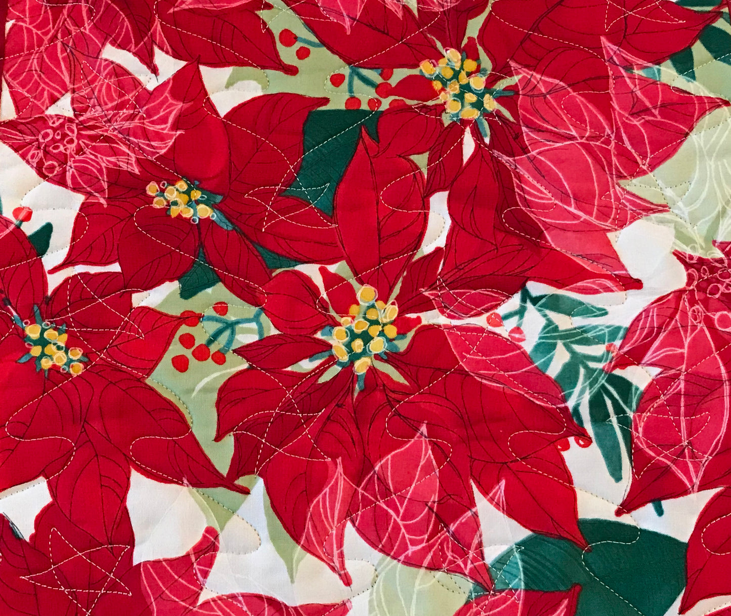 Christmas Poinsettia Table Topper - Handmade Quilts, Digital Patterns, and Home Décor items online - Cuddle Cat Quiltworks