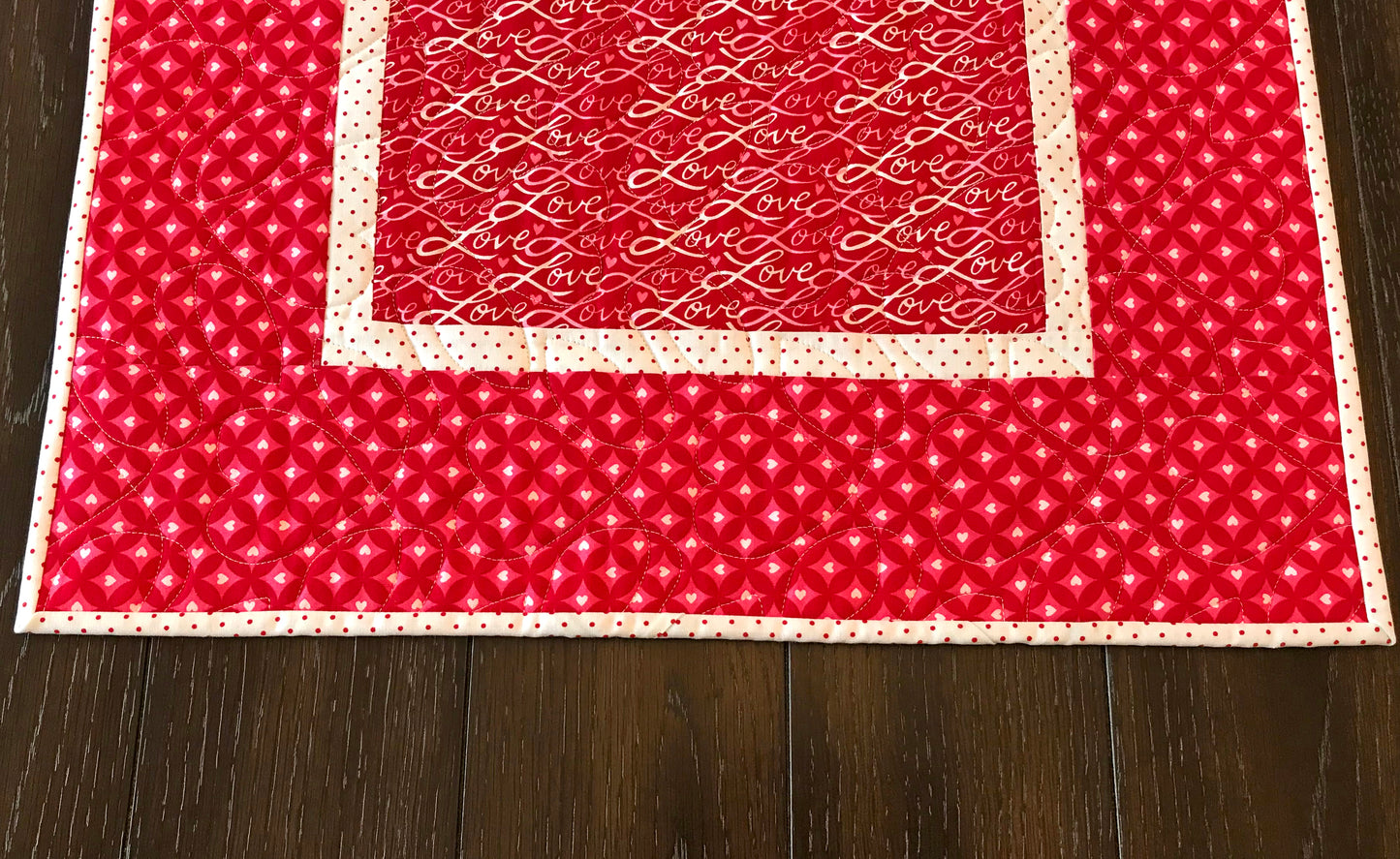 Valentine's Day Table Topper - Handmade Quilts, Digital Patterns, and Home Décor items online - Cuddle Cat Quiltworks