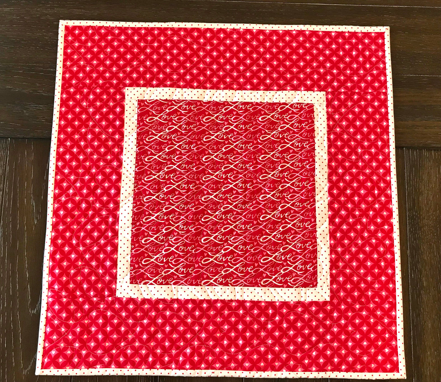 Valentine's Day Table Topper - Handmade Quilts, Digital Patterns, and Home Décor items online - Cuddle Cat Quiltworks