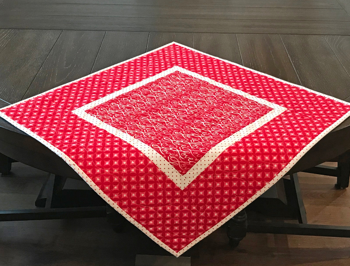 Valentine's Day Table Topper - Handmade Quilts, Digital Patterns, and Home Décor items online - Cuddle Cat Quiltworks