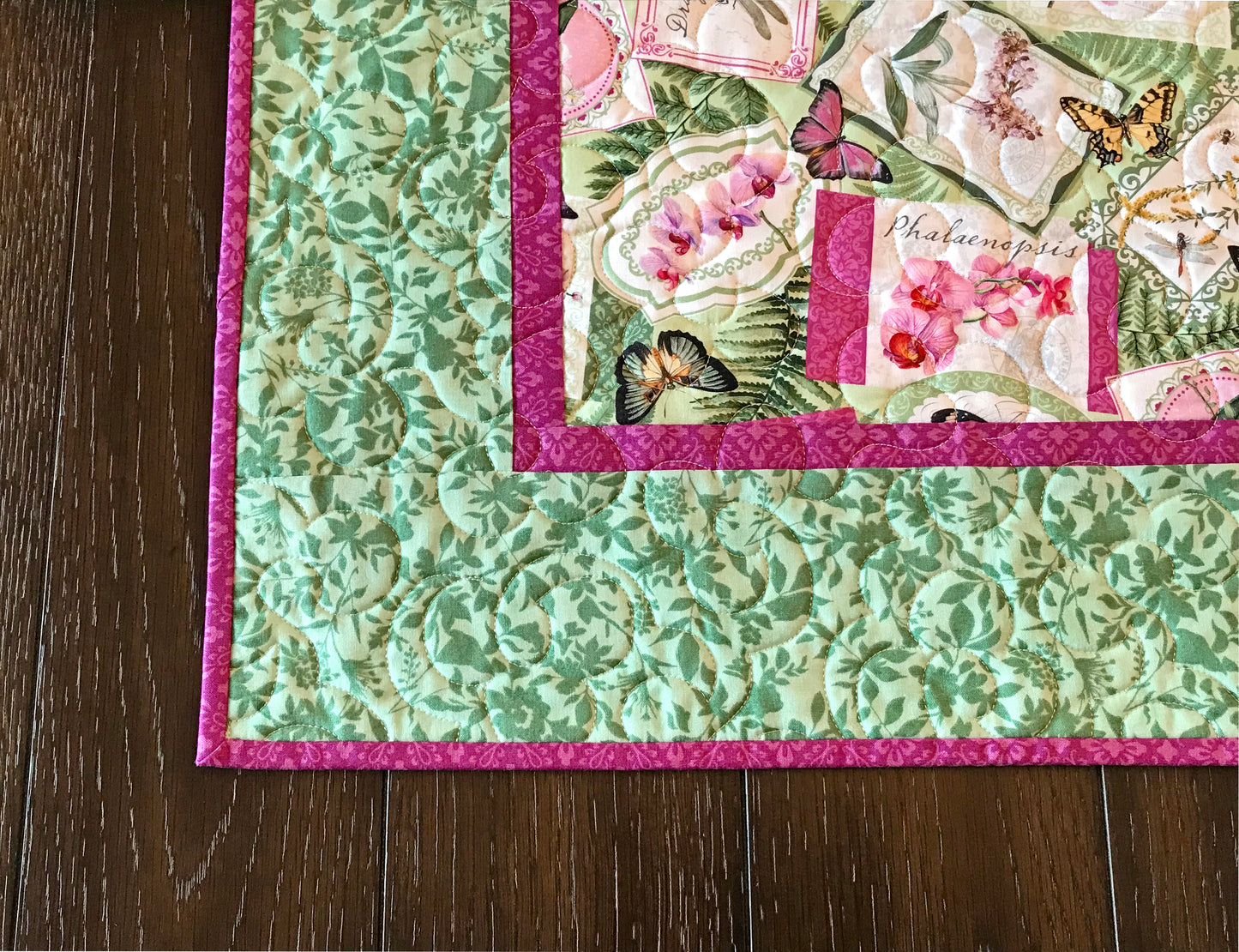 Butterfly Floral Table Topper - Handmade Quilts, Digital Patterns, and Home Décor items online - Cuddle Cat Quiltworks