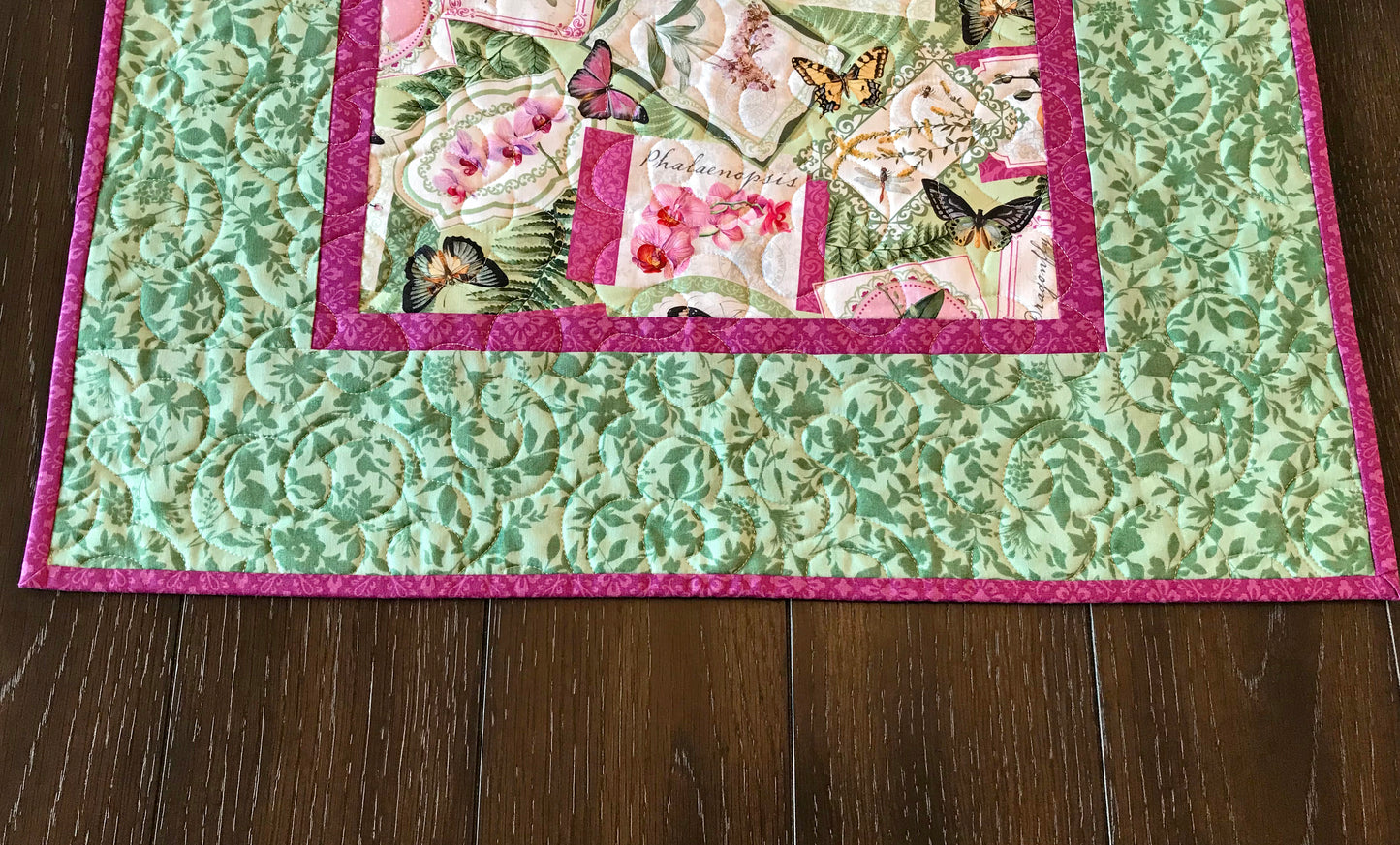 Butterfly Floral Table Topper - Handmade Quilts, Digital Patterns, and Home Décor items online - Cuddle Cat Quiltworks