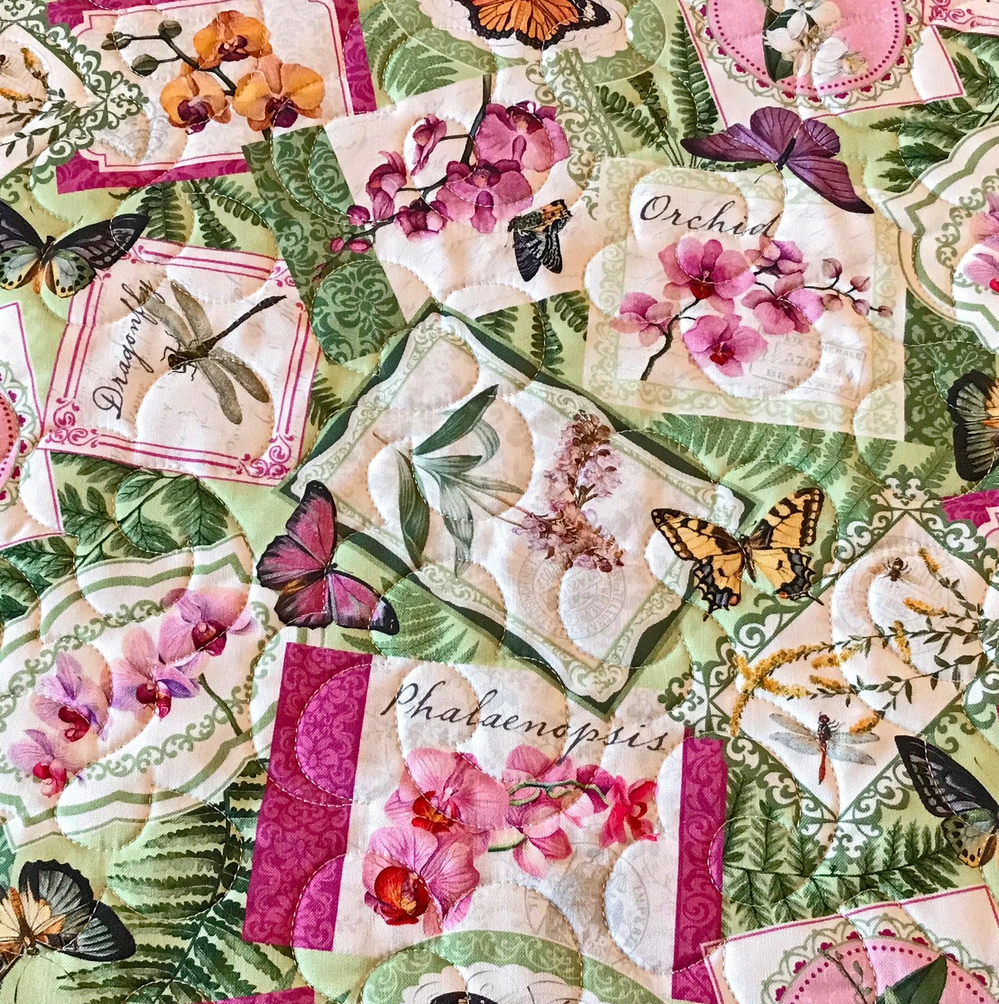 Butterfly Floral Table Topper - Handmade Quilts, Digital Patterns, and Home Décor items online - Cuddle Cat Quiltworks