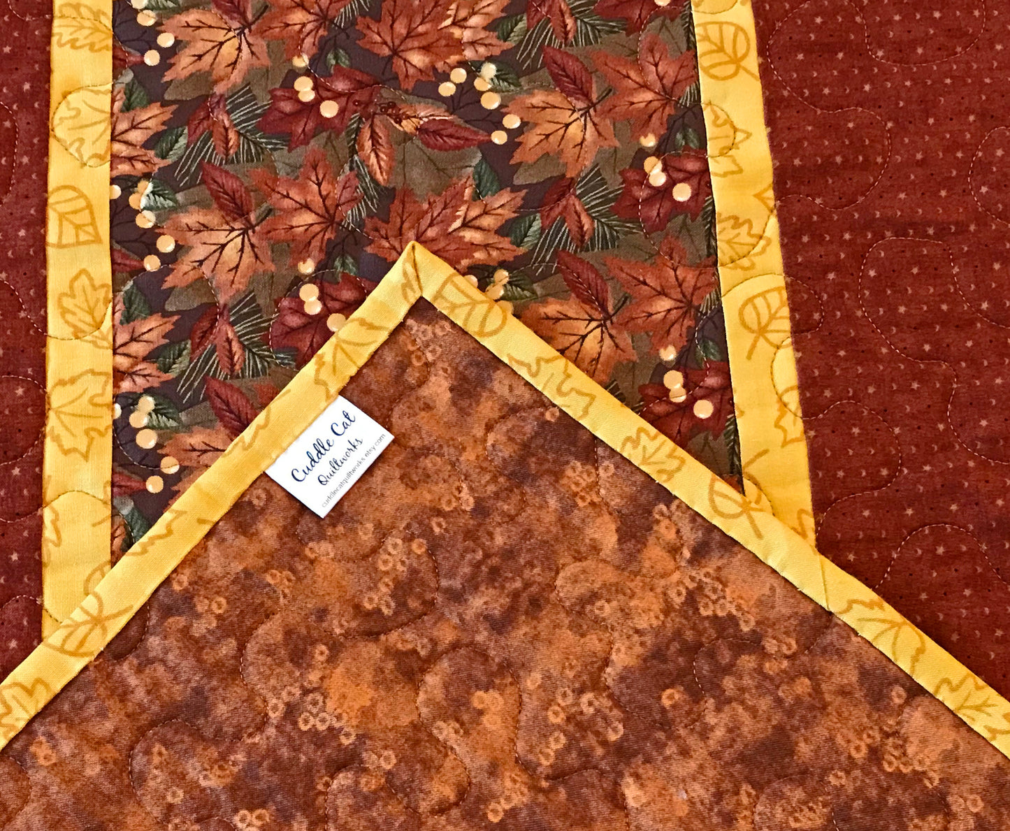 Fall or Autumn Leaves Table Runner - Handmade Quilts, Digital Patterns, and Home Décor items online - Cuddle Cat Quiltworks