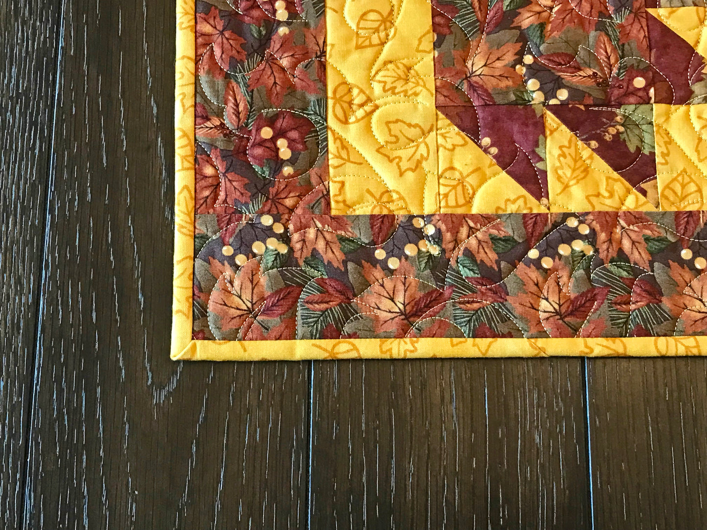 Fall Leaves Table Runner - Handmade Quilts, Digital Patterns, and Home Décor items online - Cuddle Cat Quiltworks