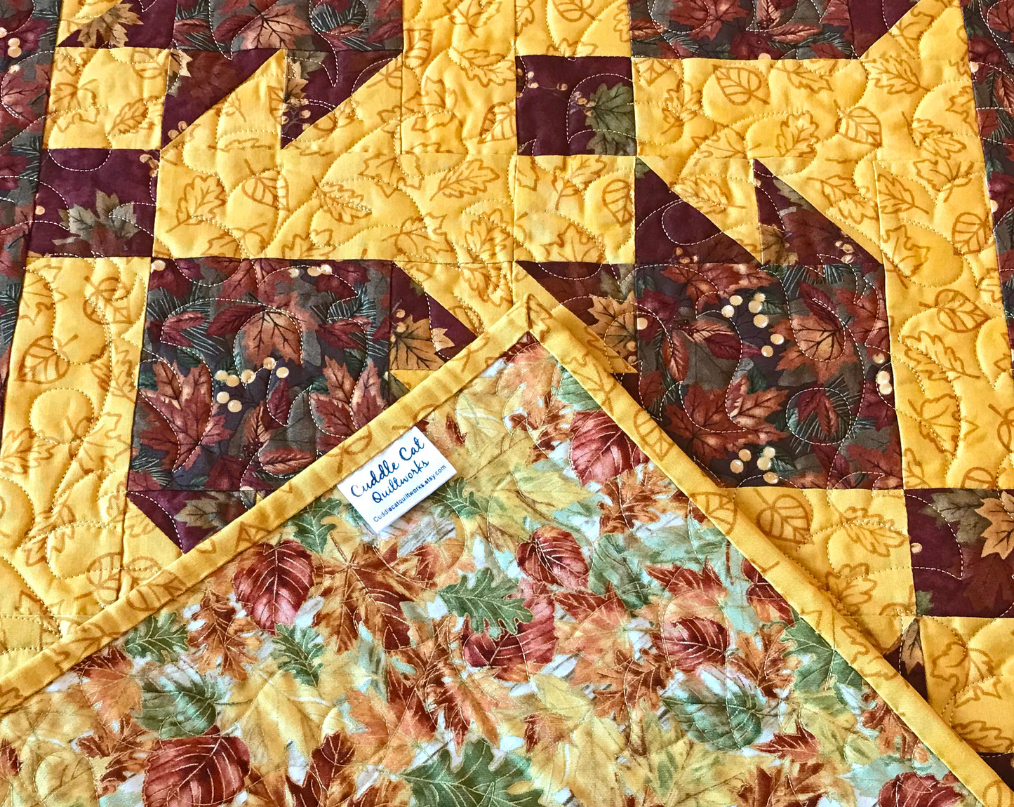 Fall Leaves Table Runner - Handmade Quilts, Digital Patterns, and Home Décor items online - Cuddle Cat Quiltworks