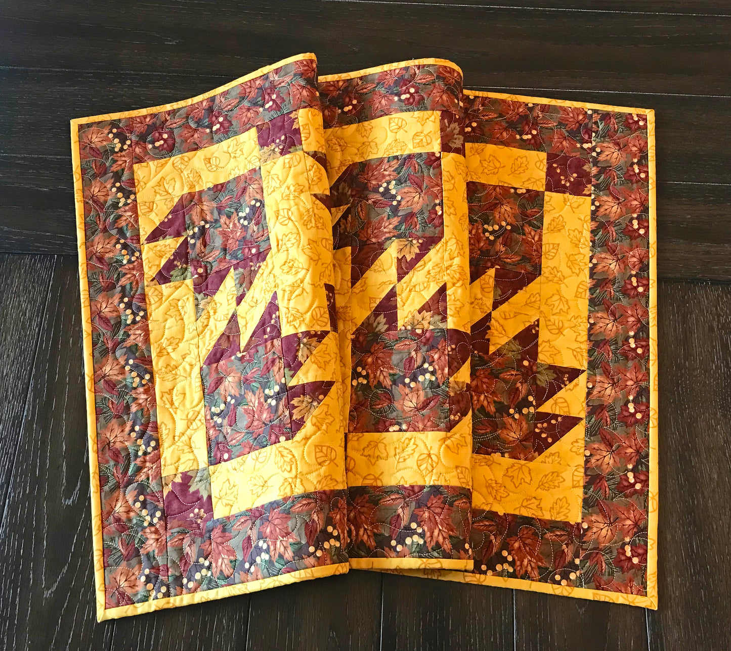 Fall Leaves Table Runner - Handmade Quilts, Digital Patterns, and Home Décor items online - Cuddle Cat Quiltworks