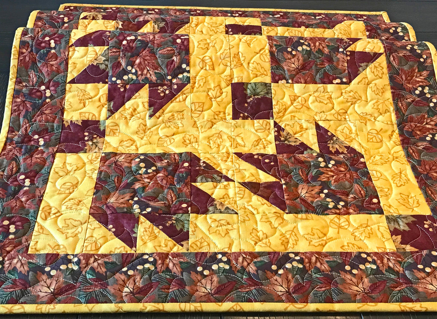 Fall Leaves Table Runner - Handmade Quilts, Digital Patterns, and Home Décor items online - Cuddle Cat Quiltworks