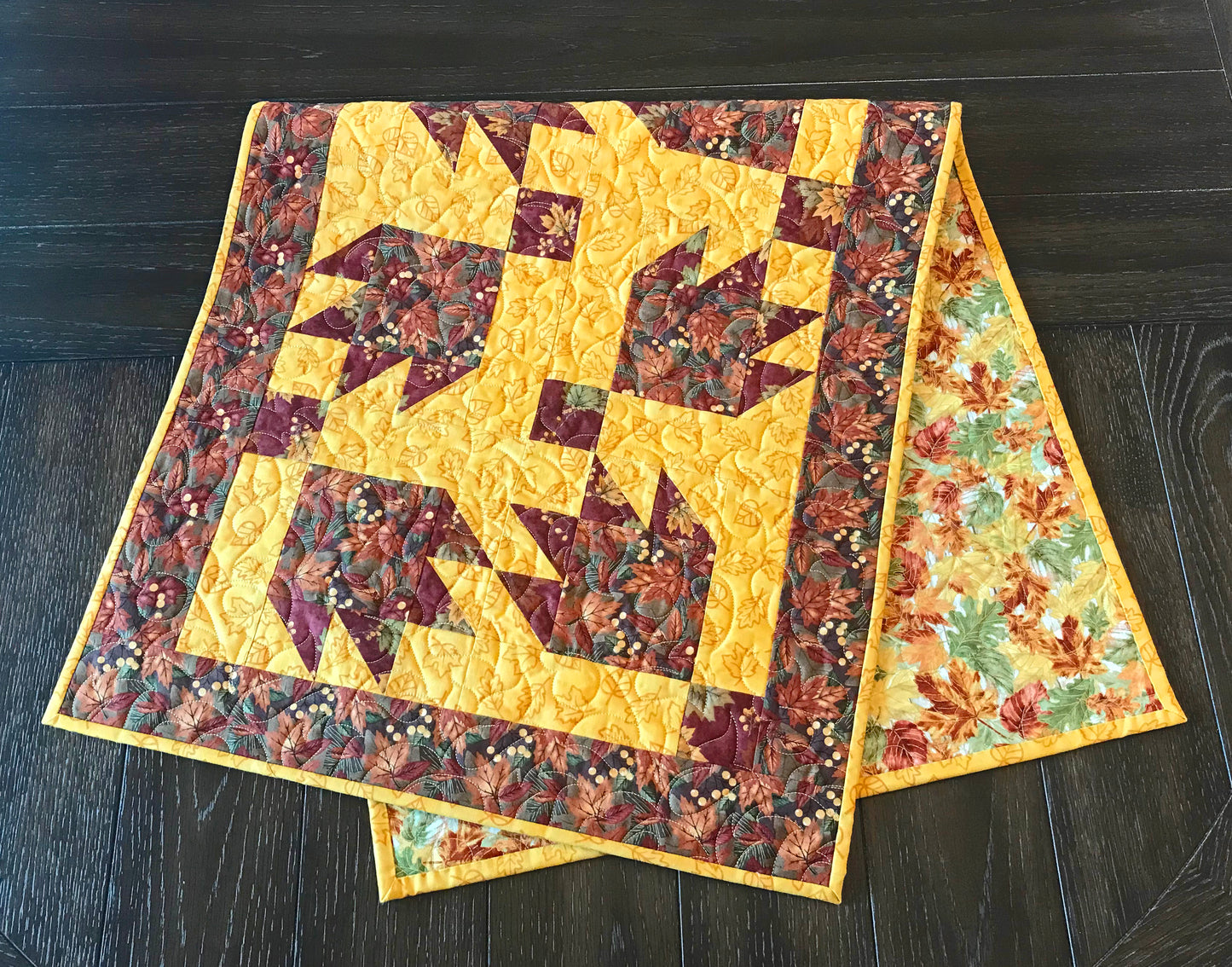 Fall Leaves Table Runner - Handmade Quilts, Digital Patterns, and Home Décor items online - Cuddle Cat Quiltworks